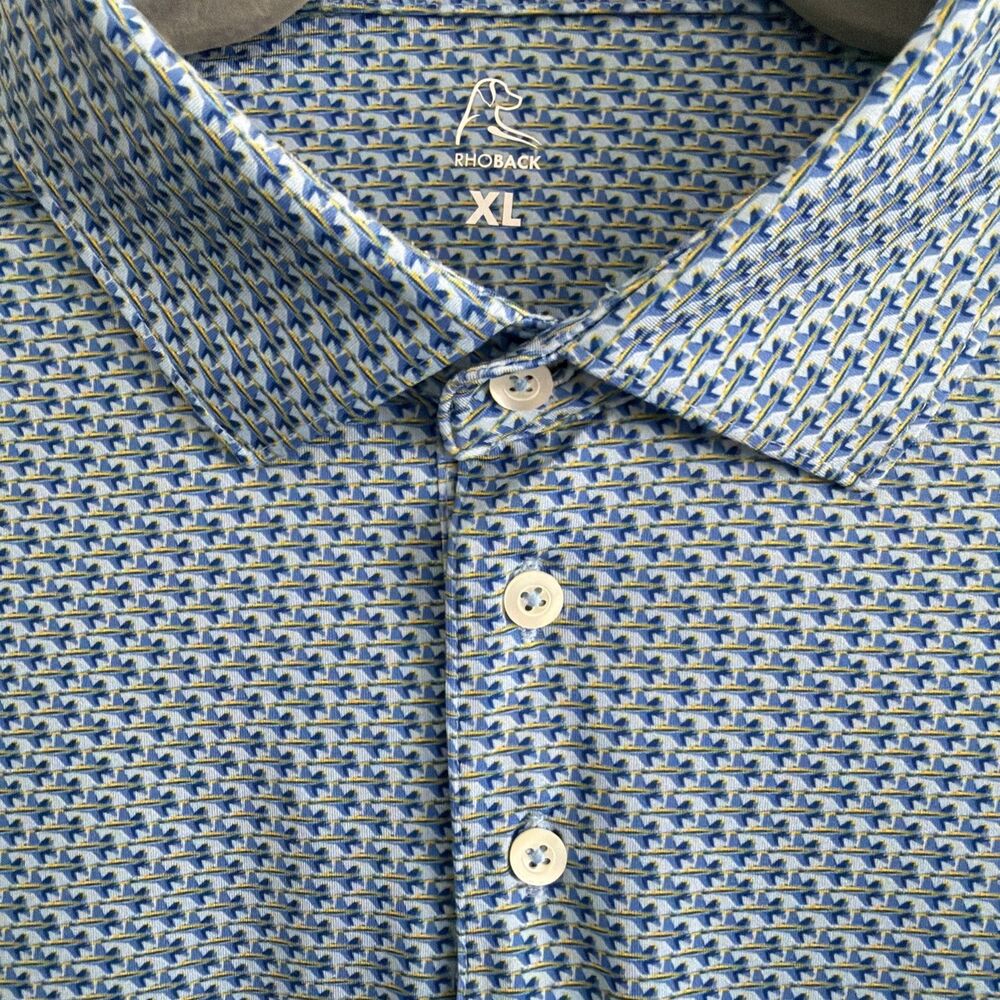 Rhoback Blue Angels Mens XL The Flyover Fighter Jet Performance Golf Polo Shirt - Picture 7 of 16